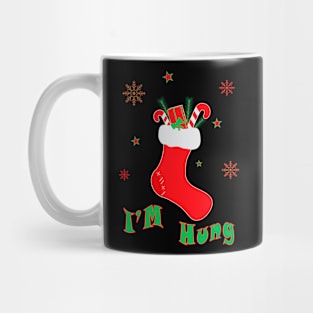 Christmas Stocking Sock with funny tagline pun: I’m Hung Mug